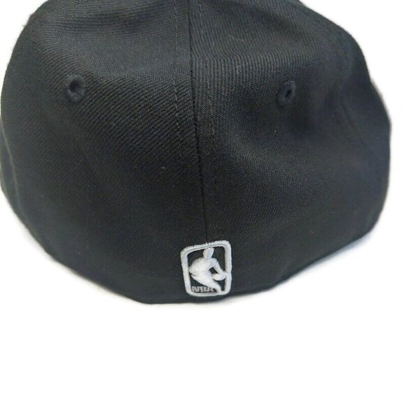 59Fifty New Era Mens Size 7 NBA Brooklyn Nets Fitted Hat Cap Pennant Patch Black - Picture 4 of 7